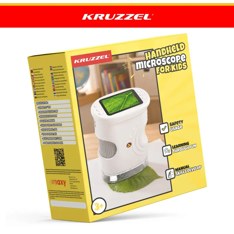 Образователен джобен микроскоп, бял, Kruzzel