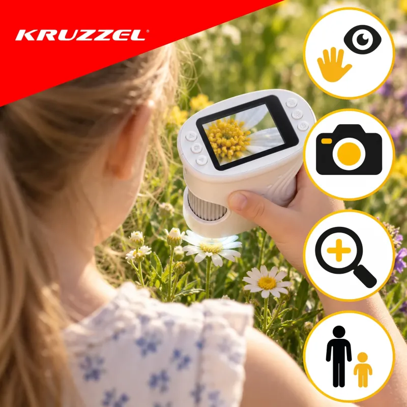 Образователен джобен микроскоп, бял, Kruzzel
