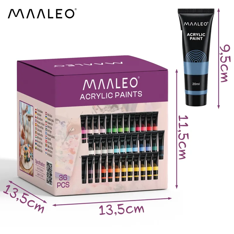 Акрилни бои 20 мл – 36 бр. Maaleo