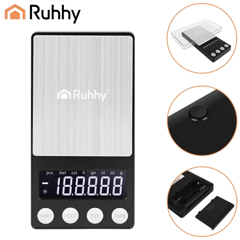 Джобен кантар 500 x 0,01 г, черен, Ruhhy
