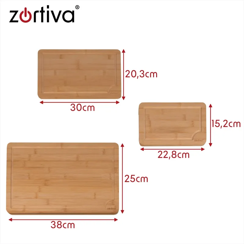 Бамбукова дъска за рязане - 3 бр. Zortiva
