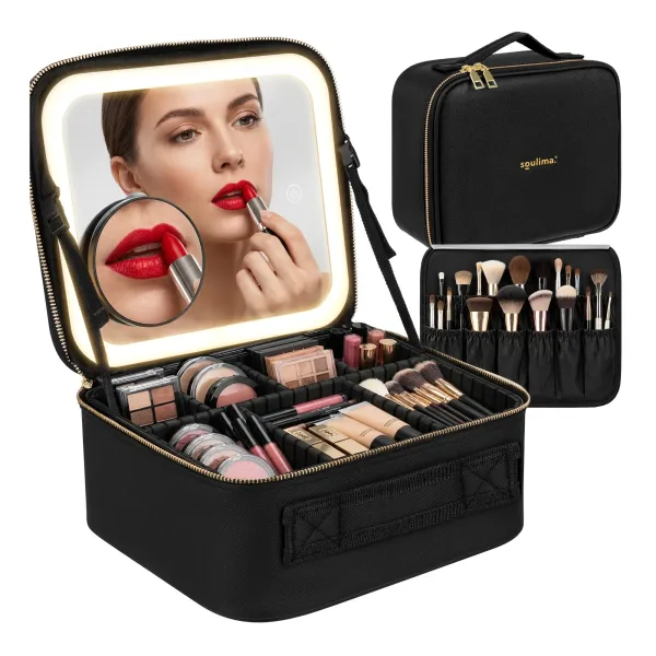 Козметичен куфар с LED огледало Soulima 27236