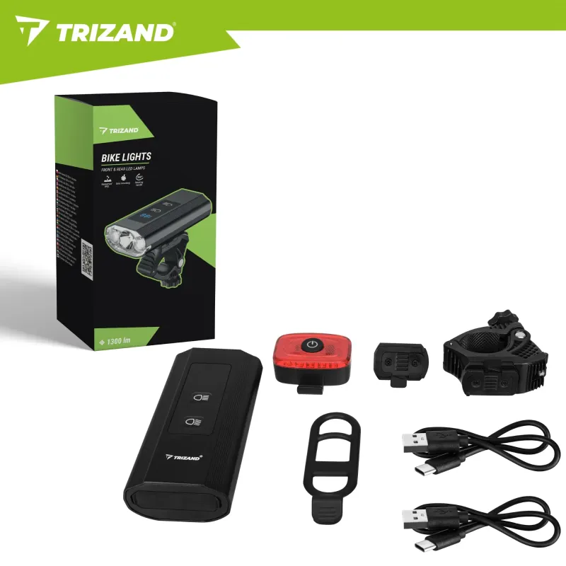LED светлина за цикъл 1300lm + Trizand задна светлина