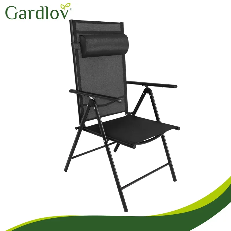 Сгъваем градински стол черен 2бр. Gardlov