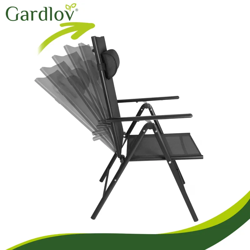 Сгъваем градински стол черен 2бр. Gardlov