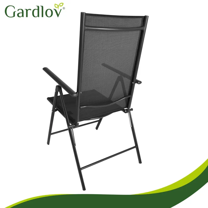 Сгъваем градински стол черен 2бр. Gardlov