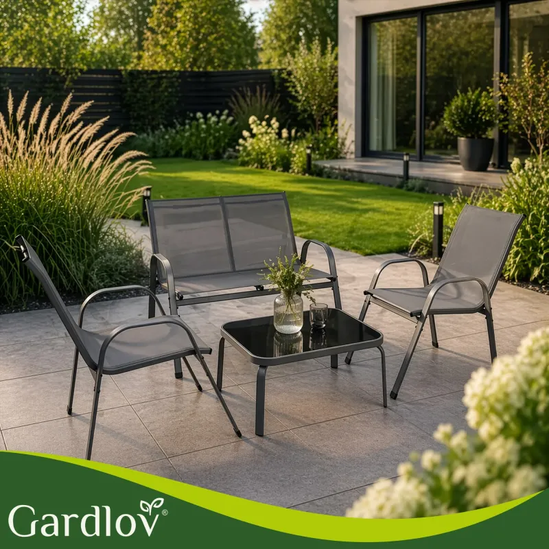 Комплект мебели за балкон - сив Gardlov