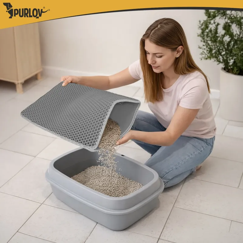 Подложка за котешка тоалетна 60x45 см – сива Purlov