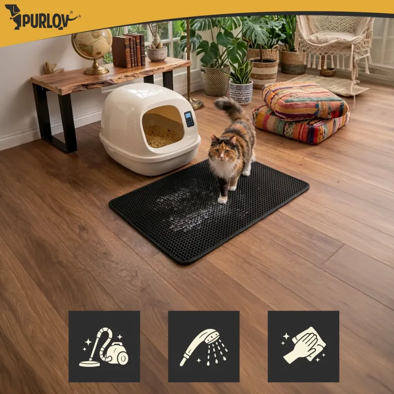 Подложка за котешка тоалетна 75x55 см – черна Purlov