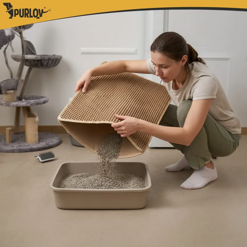 Подложка за котешка тоалетна 75x55 см – бежова Purlov