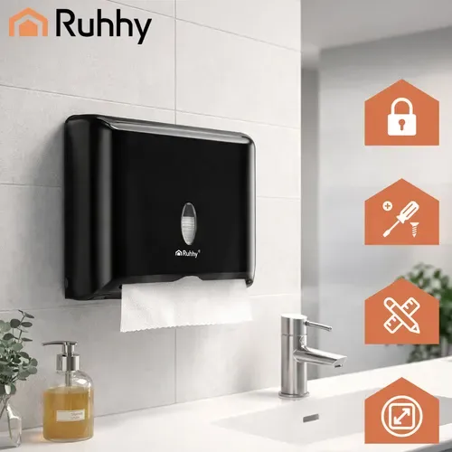 Контейнер за хартиени кърпи, черен, Ruhhy