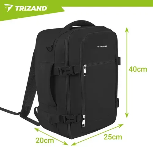 Туристическа раница 40x25x20 см, черна, Trizand