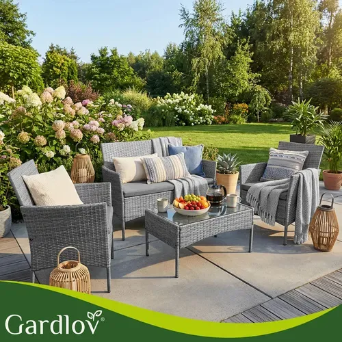 Градински мебели от ратан в цвят антрацит Gardlov 26907