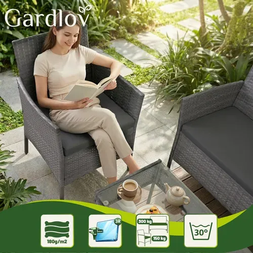 Градински мебели от ратан в цвят антрацит Gardlov 26907