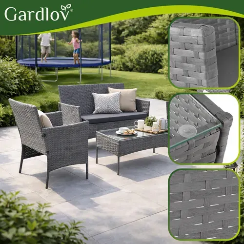Градински мебели от ратан в цвят антрацит Gardlov 26907