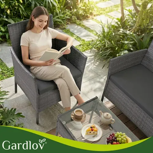 Градински мебели от ратан в цвят антрацит Gardlov 26907