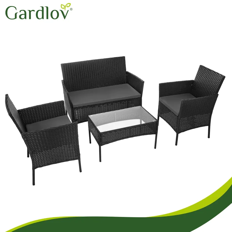 Черни ратанови градински мебели Gardlov 26908