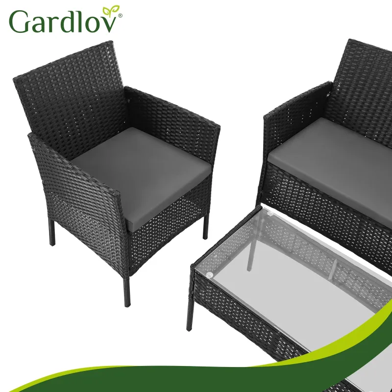 Черни ратанови градински мебели Gardlov 26908