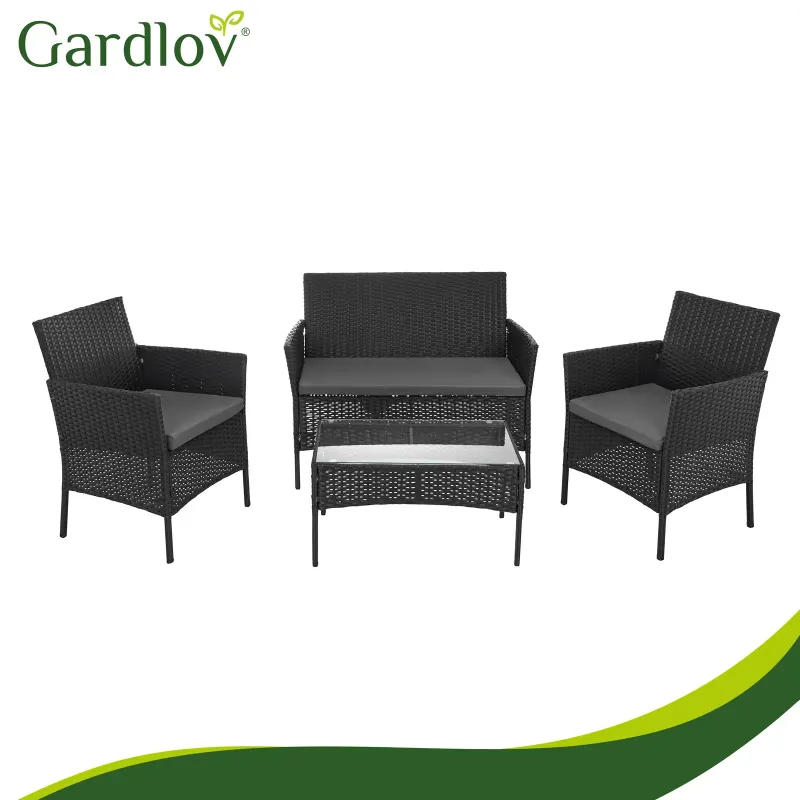 Черни ратанови градински мебели Gardlov 26908