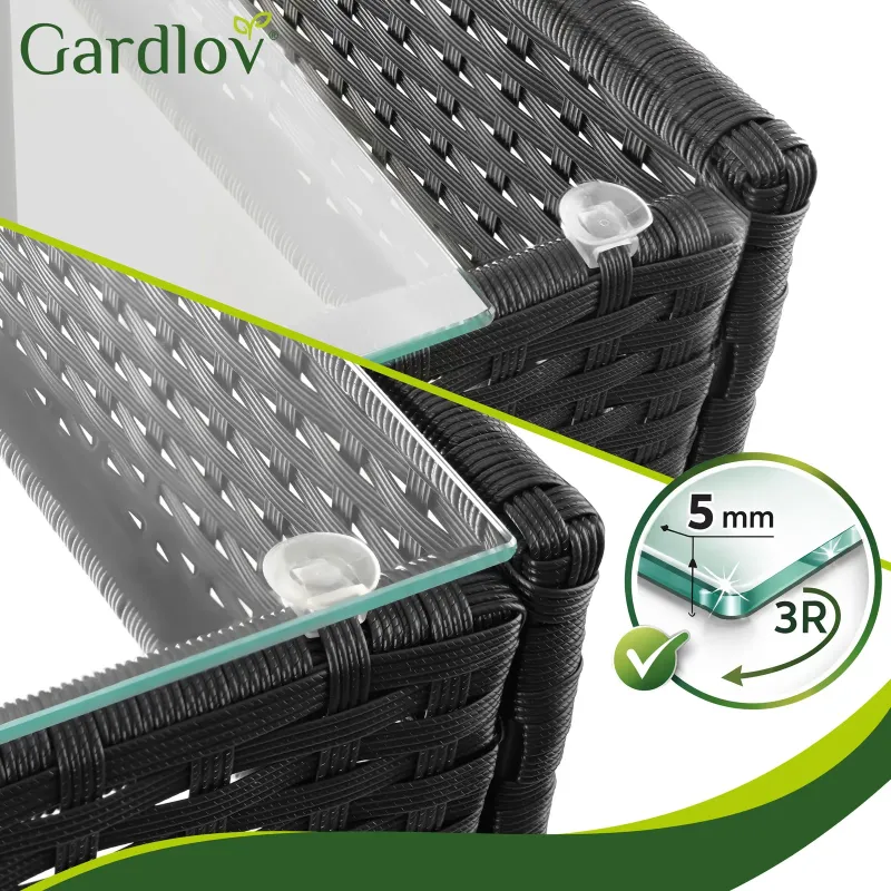 Черни ратанови градински мебели Gardlov 26908