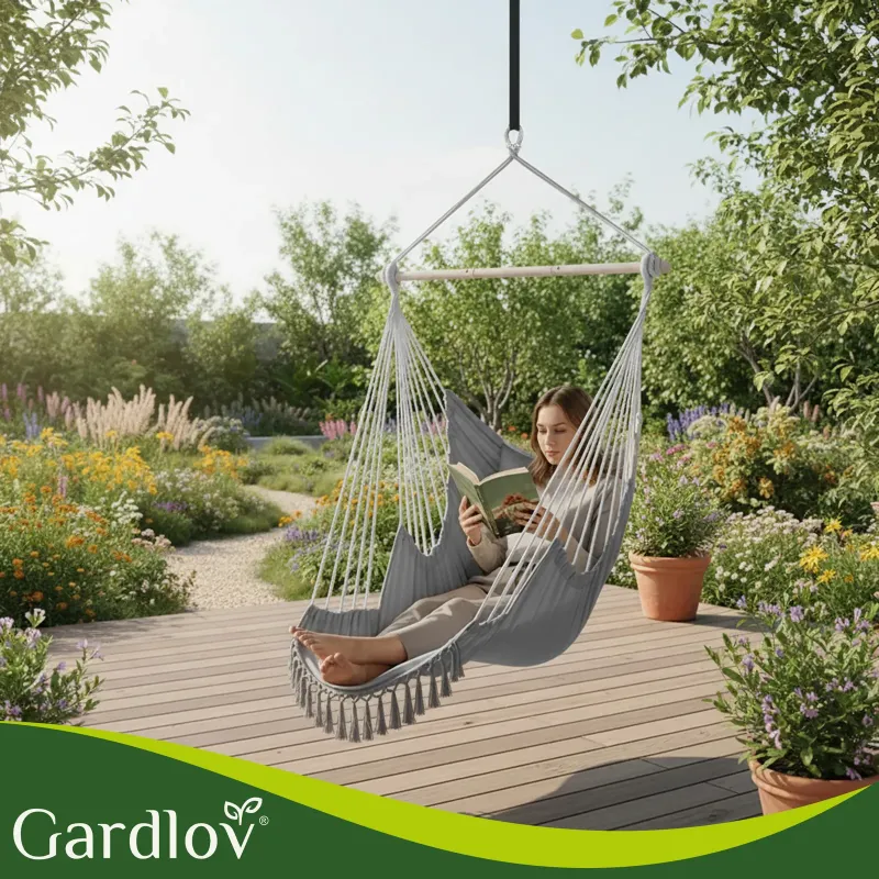 Люлка – висящ фотьойл 210 см, сив, Gardlov