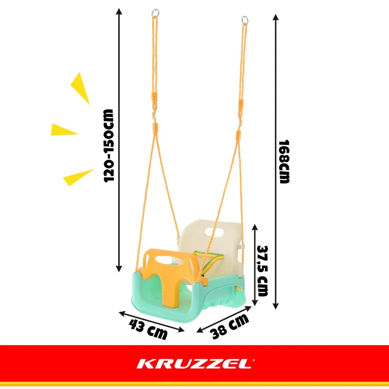 Детска люлка 3 в 1 в кремаво-тюркоазен цвят от Kruzzel