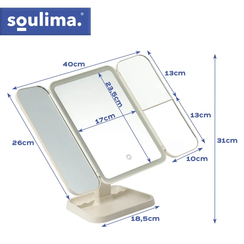 Сгъваемо козметично огледало с LED осветление Soulima 26952