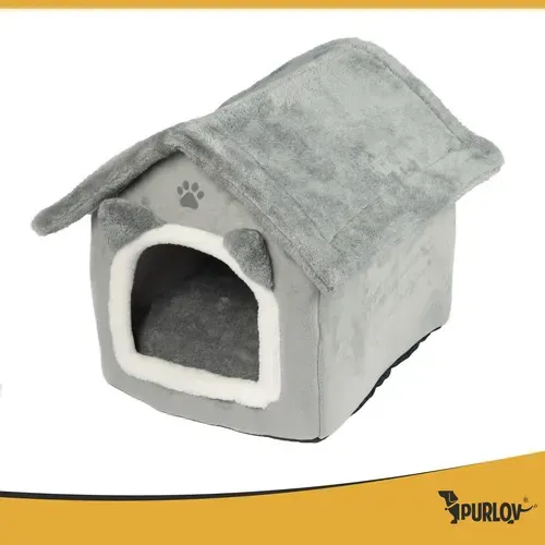 Легло за котка – сива къщичка Purlov 25706