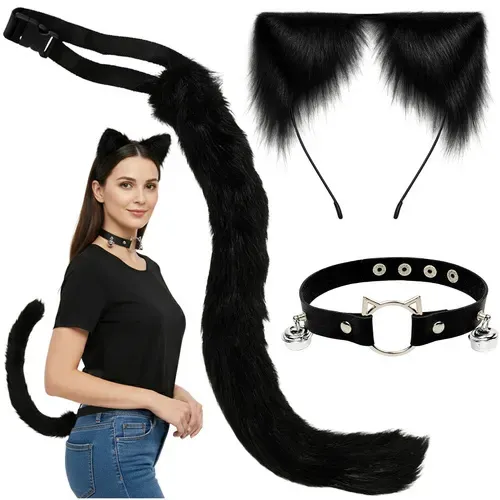 Костюм на котка/лисица, 3 части, черен, Ruhhy 26587