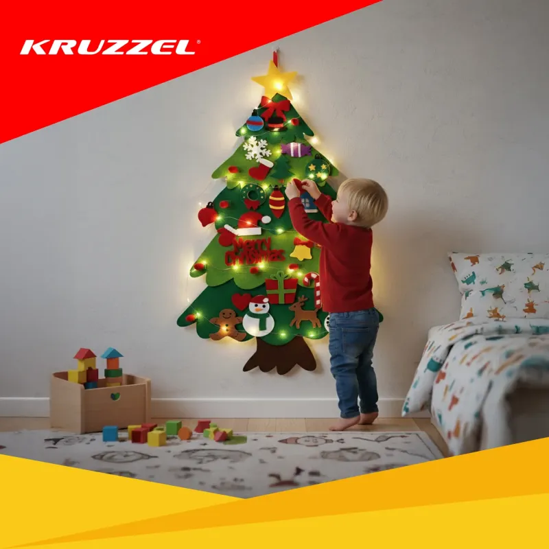 Филцова коледна елха с LED осветление Kruzzel 26548