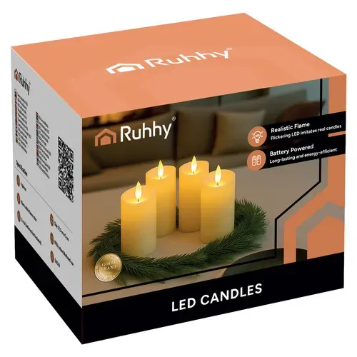 Свещ/LED-патрон 12,5x5 см, 4 бр. Ruhhy 26485