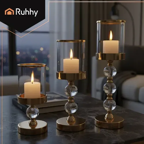 Свещник – комплект от 3 броя златисти фенери Ruhhy 26487
