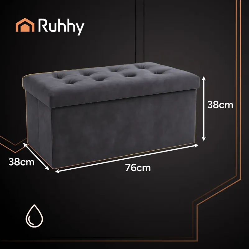 Сив велурен пуф 76x38x38cm Ruhhy 26130