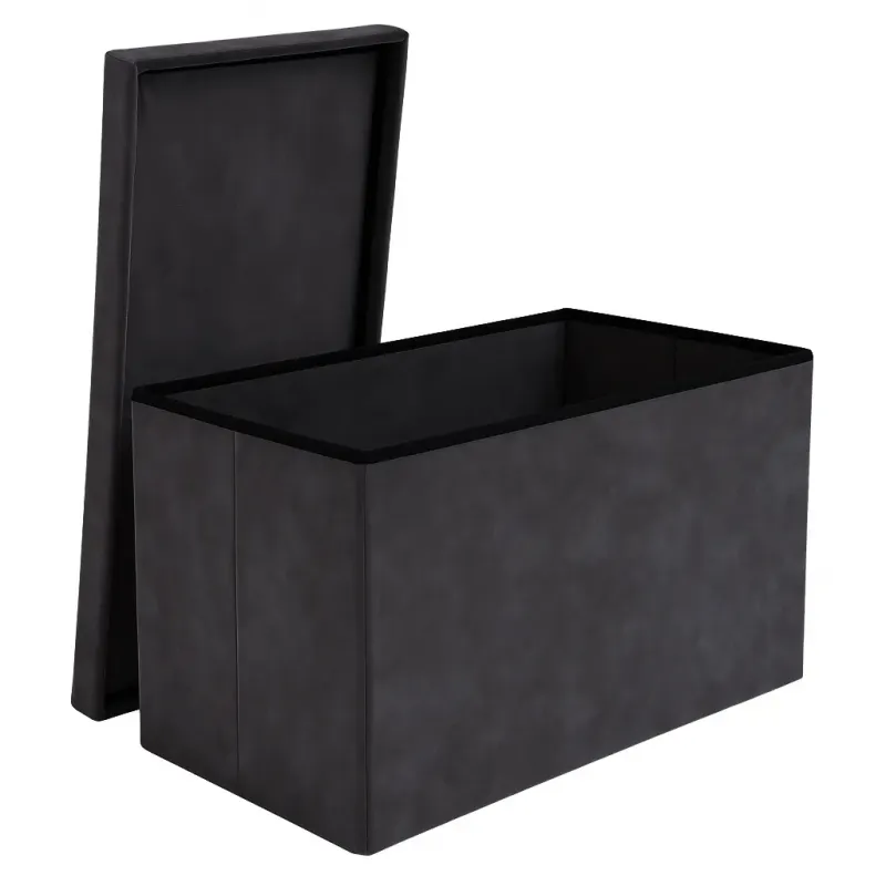 Сив велурен пуф 76x38x38cm Ruhhy 26130
