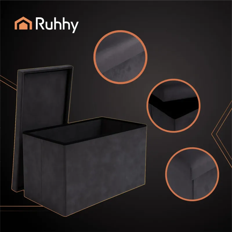 Сив велурен пуф 76x38x38cm Ruhhy 26130