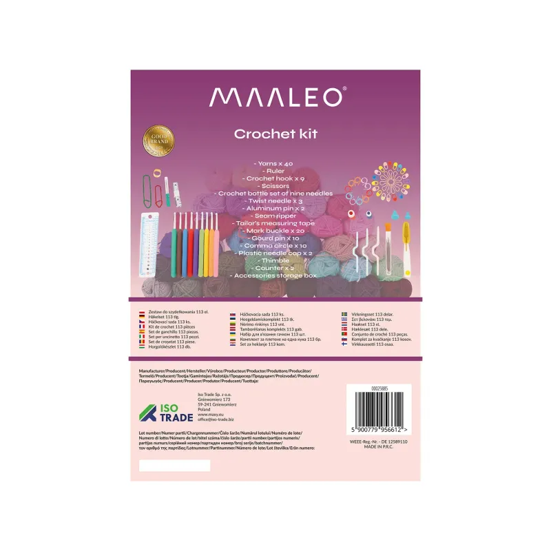 Комплект за плетене на една кука, 113 части, Maaleo 25885