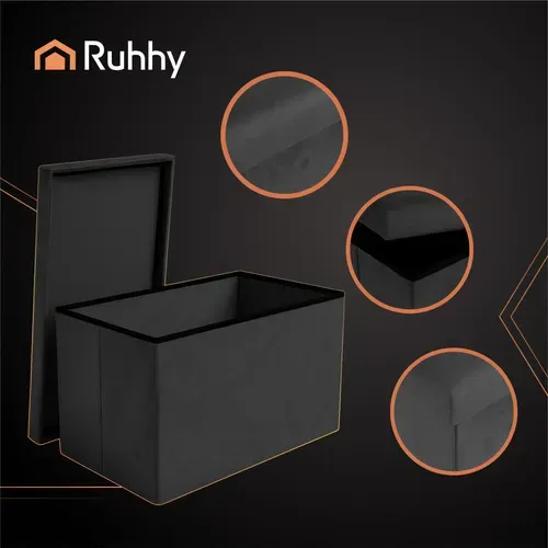 Черна велурена табуретка 60x30x30 см Ruhhy 25995