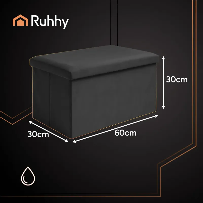 Черна велурена табуретка 60x30x30 см Ruhhy 25995