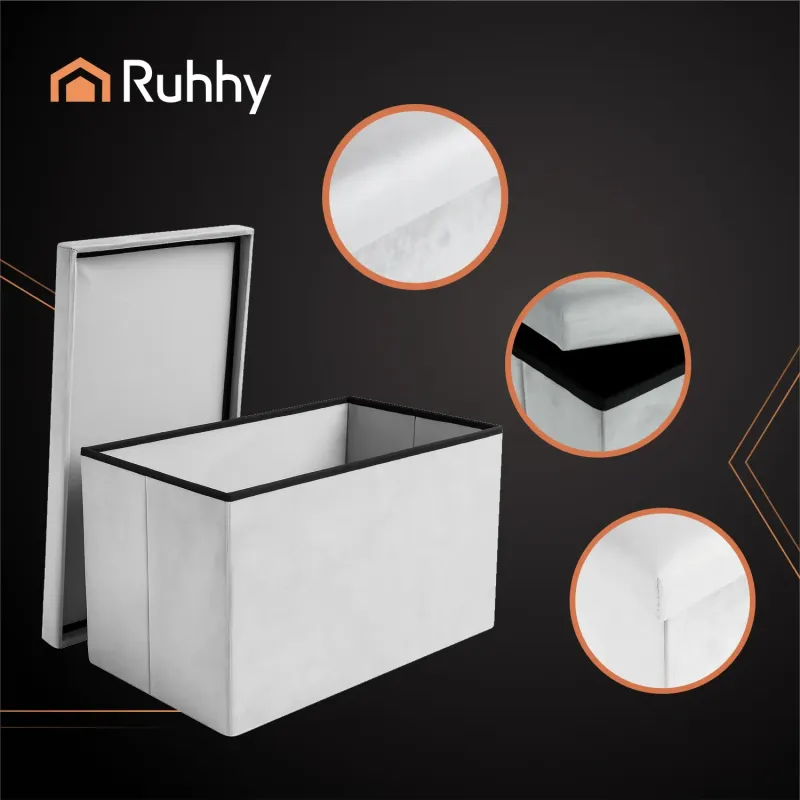Сив велурен пуф 60x30x30 см Ruhhy 25994