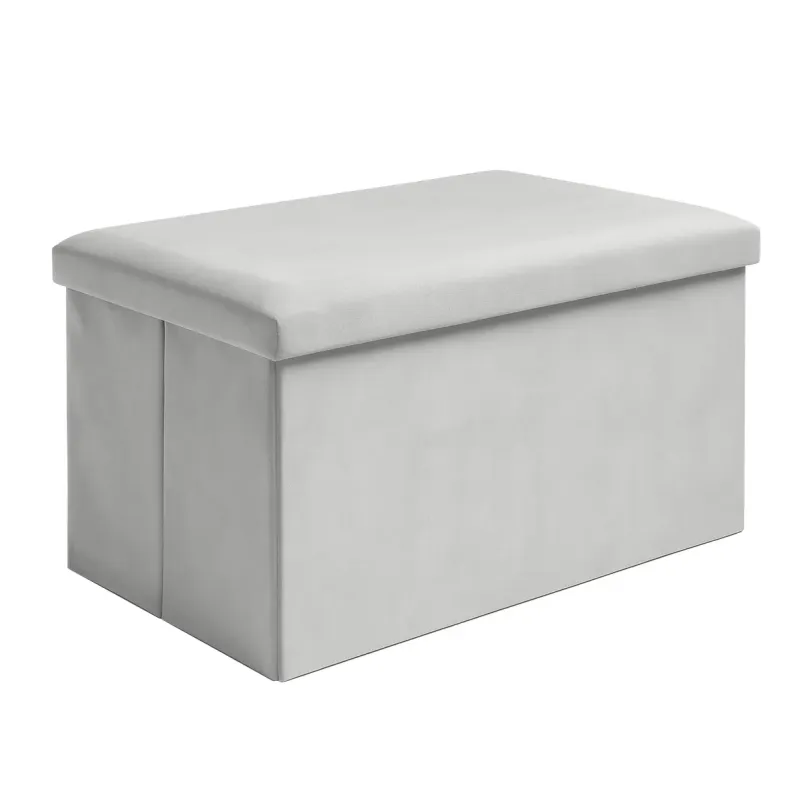 Сив велурен пуф 60x30x30 см Ruhhy 25994