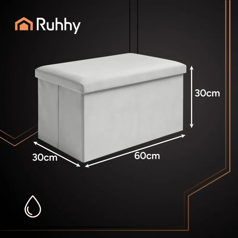 Сив велурен пуф 60x30x30 см Ruhhy 25994