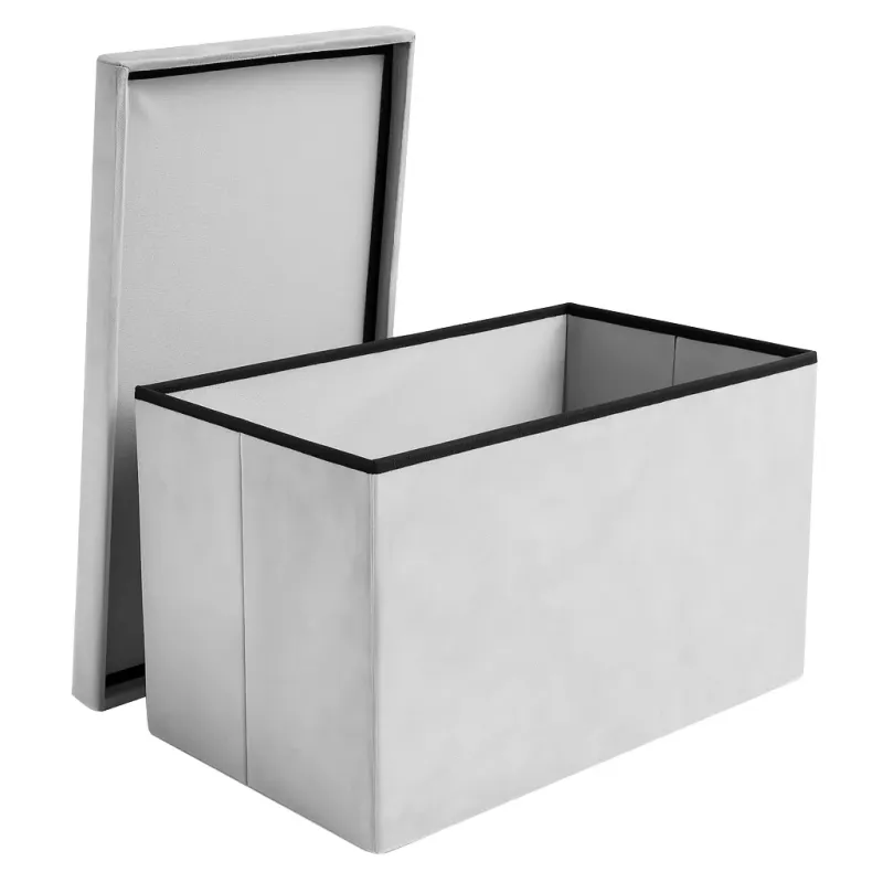 Сив велурен пуф 60x30x30 см Ruhhy 25994