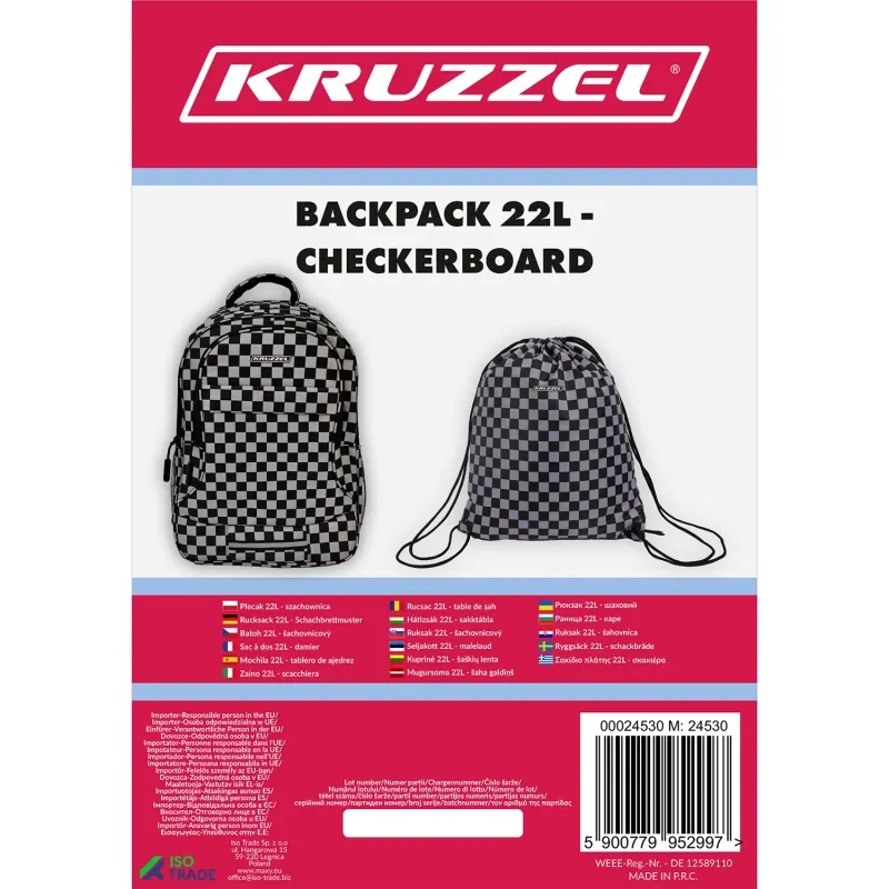 Раница 22 л – шахматна дъска Kruzzel 24530