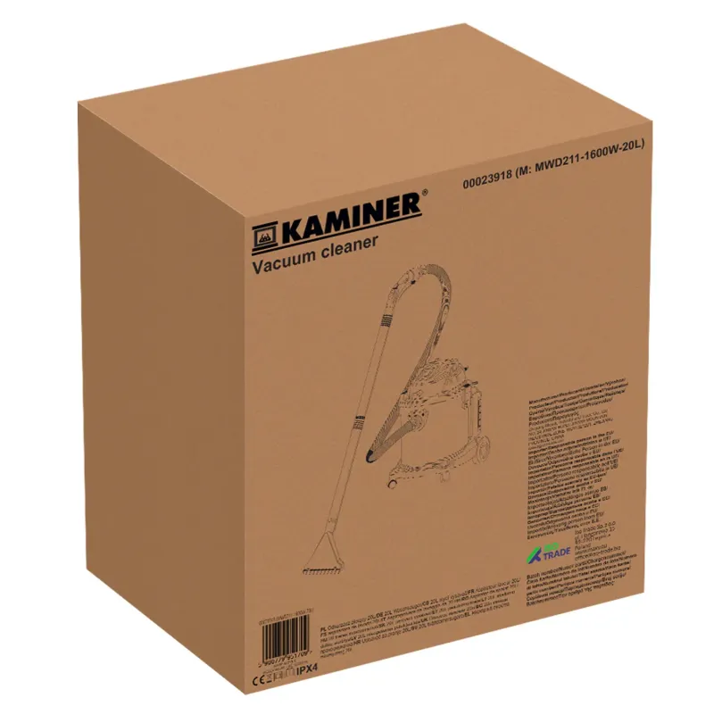 Прахосмукачка с функция за изпиране, 20 л, Kaminer 23918