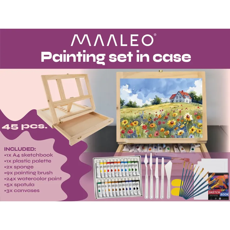 Комплект за рисуване в куфарче, 45 бр. Maaleo 23863