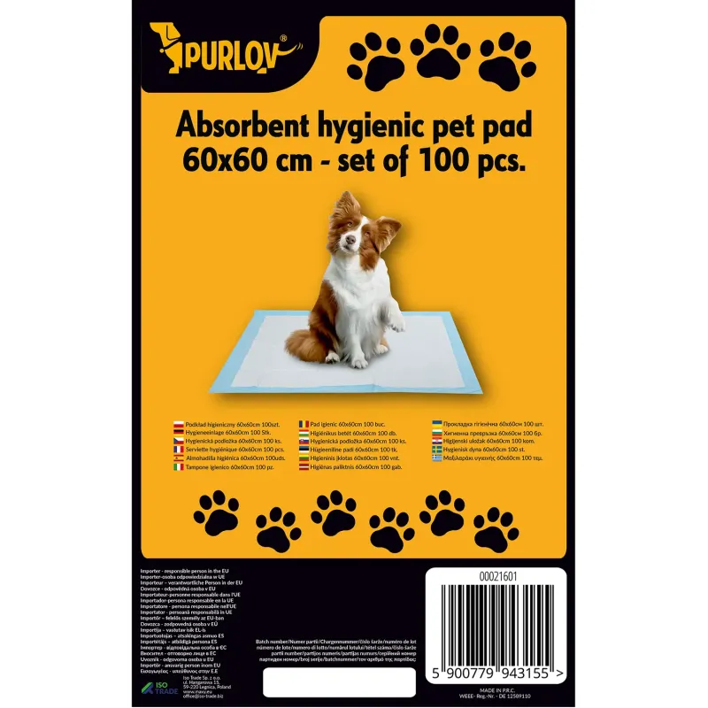 Хигиенична подложка 60x60 см, 100 бр. Purlov 21601