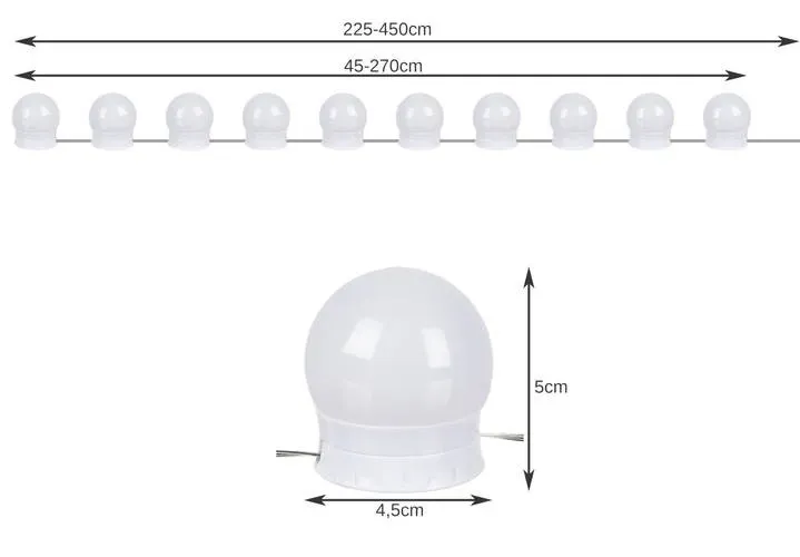 LED лампички за огледало/тоалетка – 10 бр.