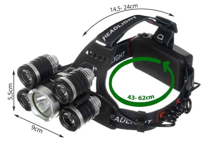 Челна фенерче с 5 LED диода T6 CREE