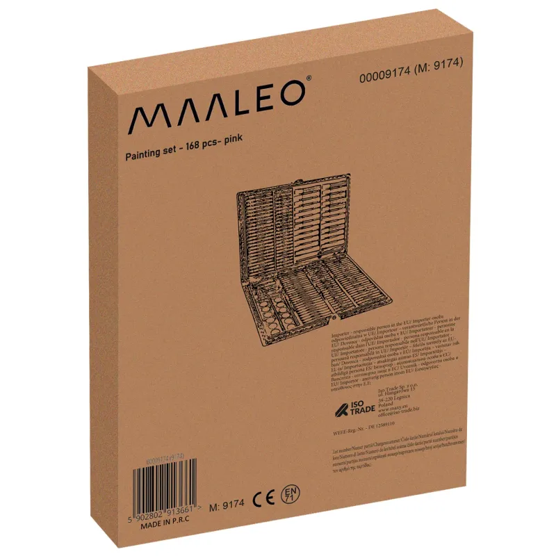 Комплект за рисуване в куфарче, 168 броя, розов