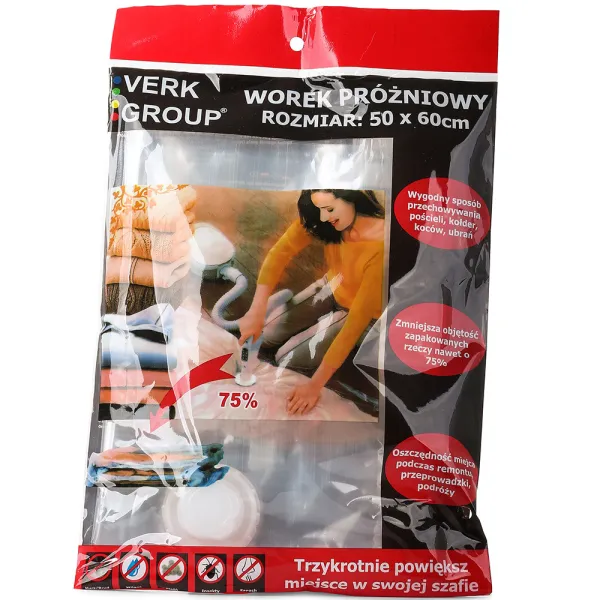 Вакуумна торба за дрехи 50 x 60 см, прозрачна